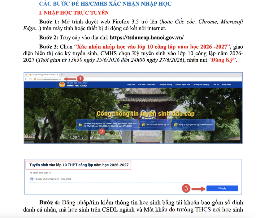 7 bước x&aacute;c nhận nhập học lớp 10 c&ocirc;ng lập H&agrave; Nội năm 2026 - Ảnh 2.