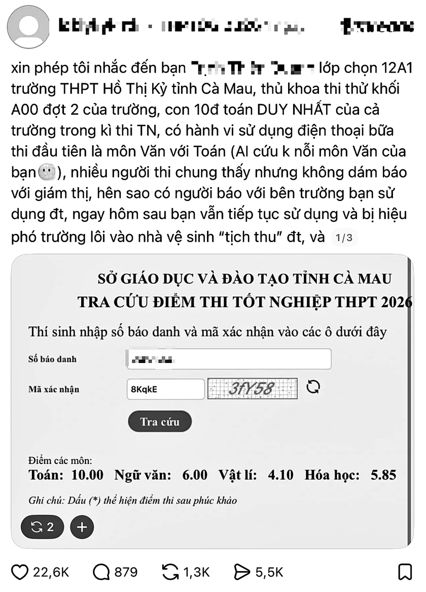 Vụ phản ánh thi tốt nghiệp ở Cà Mau: Học sinh thừa nhận gian lận bằng điện thoại, sẽ huỷ kết quả thi - Ảnh 1.