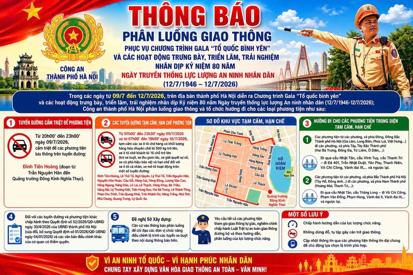 Lịch ph&acirc;n luồng giao th&ocirc;ng dịp 80 ng&agrave;nh C&ocirc;ng an - Ảnh 1.