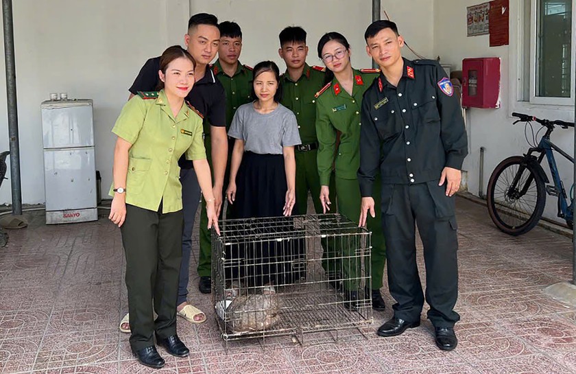 Cảnh s&aacute;t cơ động Nghệ An ph&aacute;t hiện, b&agrave;n giao c&aacute; thể t&ecirc; t&ecirc; qu&yacute; hiếm - Ảnh 2.