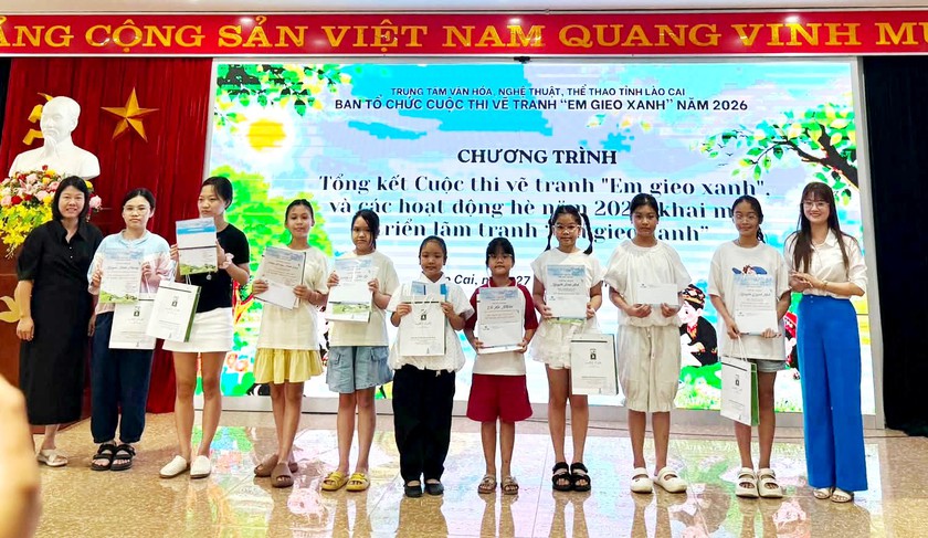 Bảo t&agrave;ng L&agrave;o Cai tổng kết cuộc thi vẽ tranh "Em gieo xanh" năm 2026 - Ảnh 3.