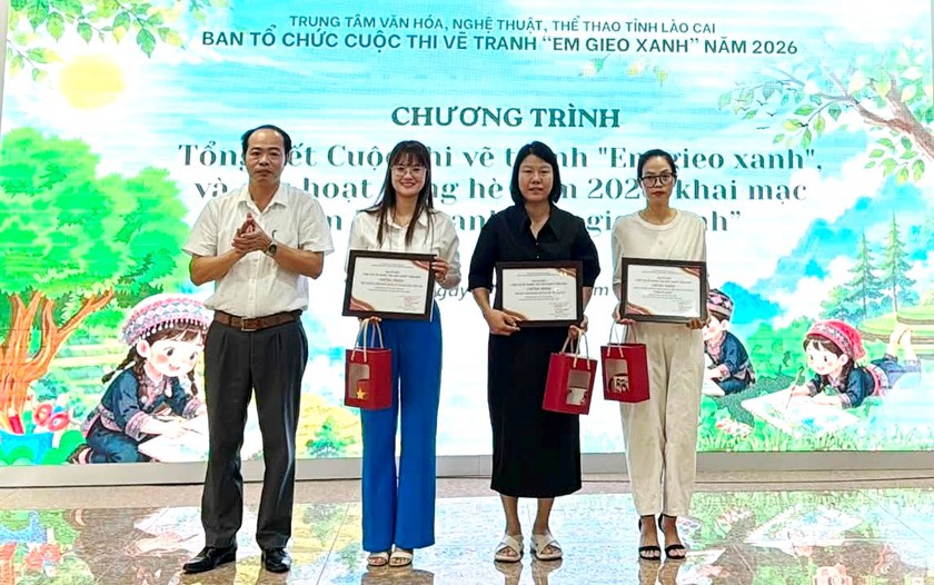 Bảo t&agrave;ng L&agrave;o Cai tổng kết cuộc thi vẽ tranh "Em gieo xanh" năm 2026 - Ảnh 4.