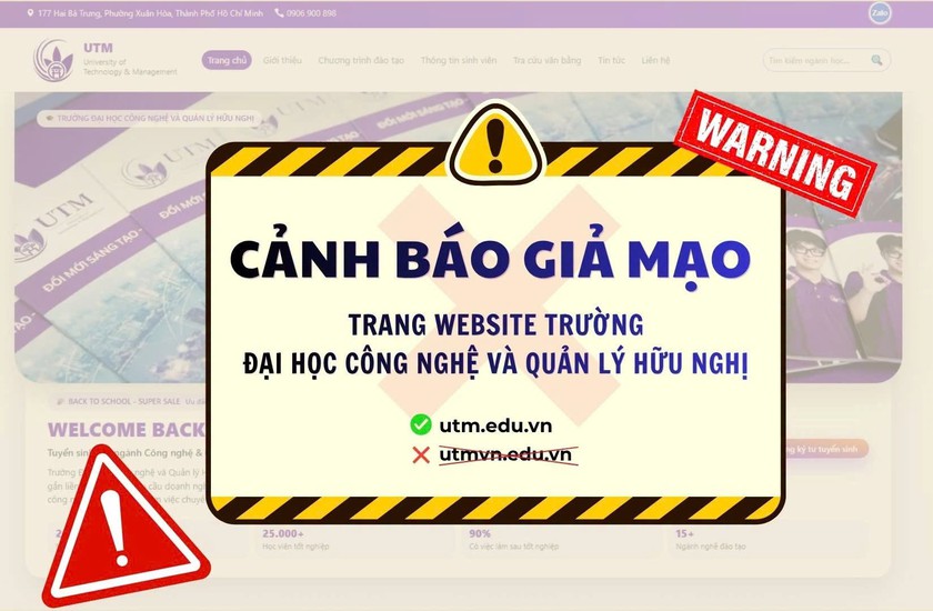 Trường đại học cảnh báo website mạo danh, sử dụng tên và hình ảnh liên quan đến trường - Ảnh 1.