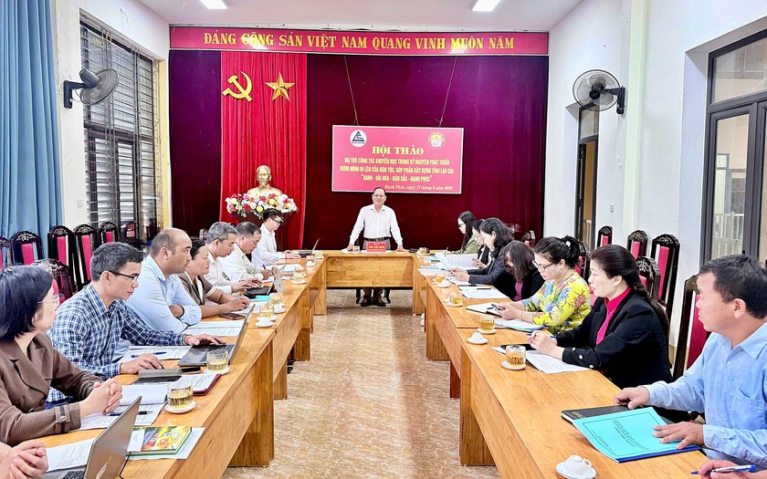 Hội Khuyến học L&agrave;o Cai hội thảo vai tr&ograve; của khuyến học x&acirc;y dựng kỷ nguy&ecirc;n xanh, h&agrave;i ho&agrave;, bản sắc v&agrave; hạnh ph&uacute;c - Ảnh 1.