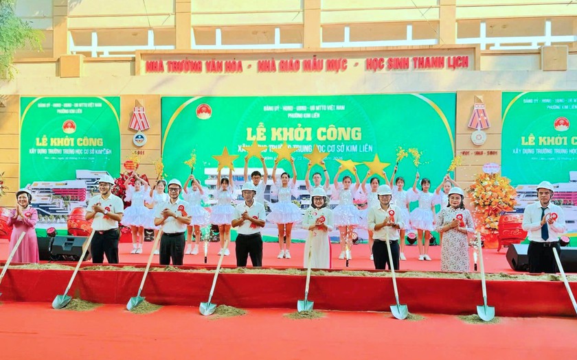 Khởi công thêm công trình trường học, nới rộng không gian giáo dục hiện đại cho học sinh Thủ đô - Ảnh 1.