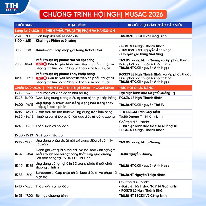 BỆNH VIỆN TTH QUẢNG B&Igrave;NH TỔ CHỨC HỘI NGHỊ KHOA HỌC "XU HƯỚNG MỚI TRONG ĐIỀU TRỊ CƠ XƯƠNG KHỚP & CỘT SỐNG NĂM 2026" - Ảnh 3.