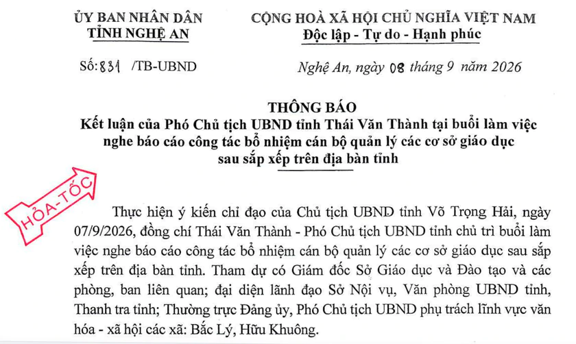 Nghệ An chỉ đạo kiểm tra c&ocirc;ng t&aacute;c bổ nhiệm hiệu trưởng trường học sau s&aacute;p nhập - Ảnh 1.
