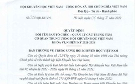 Quyết định số 226/QĐ-KHVN đổi tên Ban Tổ chức - Quản lý các Trung tâm, Cơ quan trung ương Hội Khuyến học Việt Nam