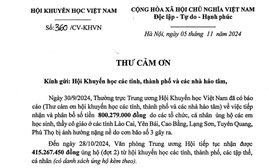 Thư cảm ơn của Hội Khuyến học Việt Nam gửi các hội khuyến học đã ủng hộ việc khắc phục bão lũ