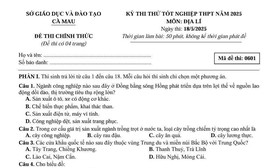 Đề thi thử tốt nghiệp trung học phổ thông môn Địa lí của Cà Mau
