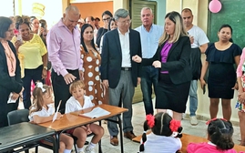 Hình ảnh ngôi trường tiểu học do Việt Nam tài trợ xây dựng tại Cuba