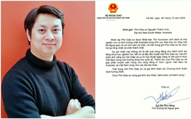 Bộ Ngoại giao chúc mừng PGS Nguyễn Thành Vinh được vinh danh là nhà nghiên cứu Hoá hữu cơ có ảnh hưởng nhất Australia