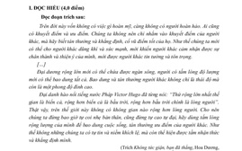 Đề thi thử tốt nghiệp môn Ngữ văn: Phải biết công nhận ưu điểm của người khác