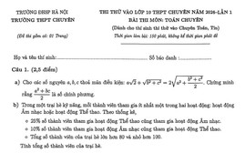 Đề thi thử vào lớp 10 môn Toán của Trường Trung học phổ thông chuyên Đại học Sư phạm Hà Nội
