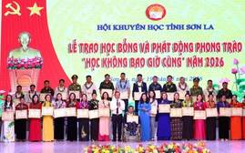 Hội Khuyến học tỉnh Sơn La trao tặng 189 cá nhân tiêu biểu học bổng "Học không bao giờ cùng" năm 2026