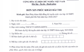 Mẫu đơn phúc khảo điểm thi lớp 10 Hà Nội năm 2026