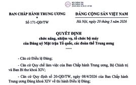 Bộ Chính trị quy định chức năng, nhiệm vụ, bộ máy Đảng ủy Mặt trận Tổ quốc, các đoàn thể Trung ương
