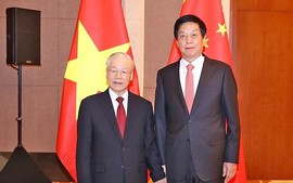 Hình ảnh Tổng Bí thư Nguyễn Phú Trọng hội kiến Chủ tịch Quốc hội và Chủ tịch Chính hiệp Trung Quốc