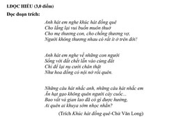 Bài thơ "Khúc hát đồng quê" vào đề thi thử tốt nghiệp môn Ngữ văn