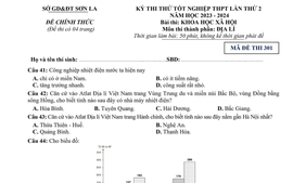 Đề thi thử tốt nghiệp trung học phổ thông lần 2 môn Địa lí của Sơn La