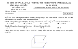 Đề thi thử tốt nghiệp trung bong da truc tiep ngoai hang anh phổ thông môn Toán (đợt 2) của Thái Nguyên
