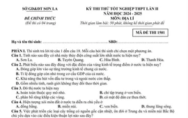 Đề thi thử tốt nghiệp trung học phổ thông môn Địa lí (lần 2) của Sơn La