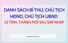 Bí thư Đảng uỷ, Chủ tịch HĐND, UBND 23 tỉnh, thành mới