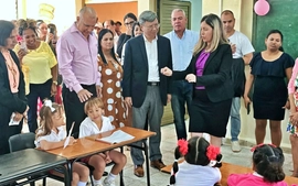 Hình ảnh ngôi trường tiểu học do Việt Nam tài trợ xây dựng tại Cuba