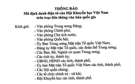 Mã định danh điện tử của Hội Khuyến học Việt Nam trên trục liên thông văn bản quốc gia