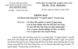 Chủ tịch Ủy ban Trung ương Mặt trận Tổ quốc Việt Nam gửi thư kêu gọi ủng hộ, giúp đỡ người nghèo