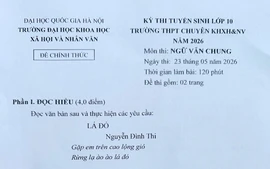 Bài thơ Lá đỏ của tác giả Nguyễn Đình Thi vào đề Văn thi lớp 10 chuyên Khoa học Xã hội và Nhân văn