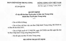 Sử dụng tên gọi chính thức "Ban Tuyên giáo Trung ương" từ 1/8