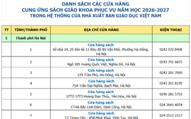 Danh sách các cửa hàng cung ứng sách giáo khoa trong hệ thống của Nhà xuất bản Giáo dục Việt Nam
