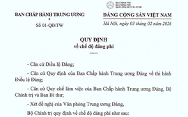 Bộ Chính trị ban hành Quy định số 01-QĐ/TW về chế độ đảng phí