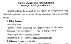 Học viện Báo chí và Tuyên truyền (AJC): Chỉ tiêu tuyển sinh 2025