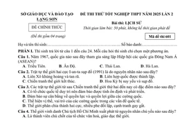 Đề thi thử tốt nghiệp trung học phổ thông môn Lịch sử lần 2 của Lạng Sơn