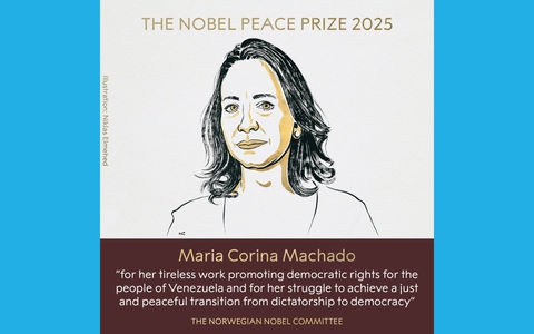 Giải Nobel Hòa bình 2025 thuộc về bà Maria Corina Machado (Venezuela)