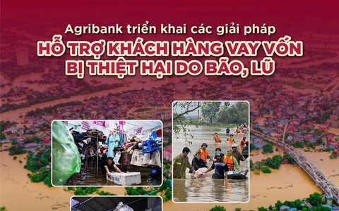 Agribank giảm tới 2%/năm lãi suất cho vay hỗ trợ khách hàng bị ảnh hưởng, thiệt hại do bão, lũ