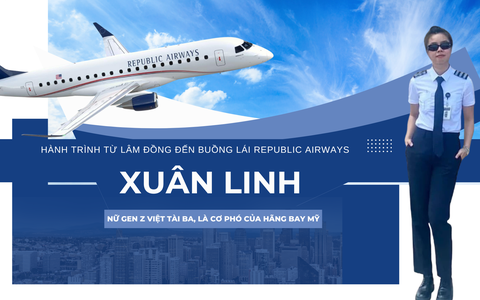 GenZ Việt Nam tài ba, là nữ cơ phó của hãng máy bay Mỹ
