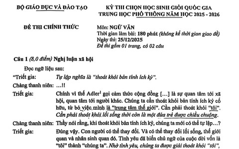 Đề thi học sinh giỏi quốc gia môn Ngữ văn trùng ngữ liệu đề thi Hà Nội?