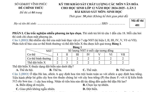 Đề khảo sát truc tiep bong da hom nay sinh lớp 12 môn Sinh truc tiep bong da hom nay của Vĩnh Phúc