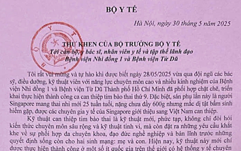 Phẫu thuật can thiệp tim bào thai thành công, 2 bệnh viện được Bộ trưởng Bộ Y tế gửi thư khen