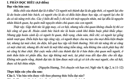 Mấu chốt của thành đạt - gợi ý làm bài thi Ngữ văn tham khảo