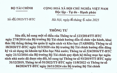Thông tư số 41/2025/TT-BTC: Quản lý ngân sách đồng bộ với chính quyền 2 cấp