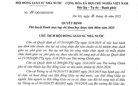 Phê duyệt danh mục tạp chí khoa học được tính điểm năm 2025