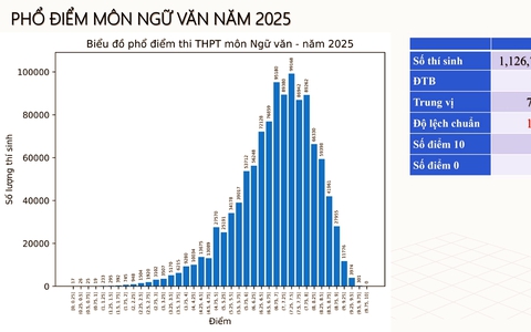 Phổ điểm môn Ngữ văn kì thi tốt nghiệp năm 2025: Đẹp mà không đẹp