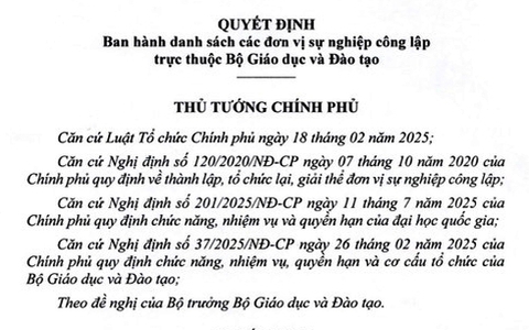 Danh sách các đơn vị sự nghiệp công lập trực thuộc Bộ Giáo dục và Đào tạo