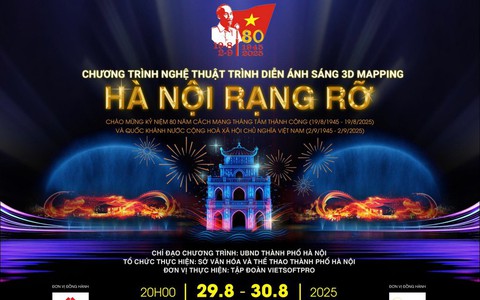 Chiêm ngưỡng trình diễn ánh sáng 3D Mapping trên Hồ Hoàn Kiếm tối 29 và 30/8