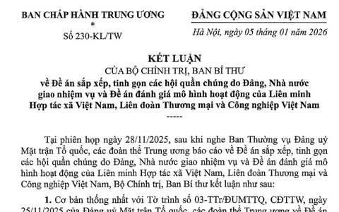Kết luận của Bộ Chính trị, Ban Bí thư về 29 hội quần chúng do Đảng, Nhà nước giao nhiệm vụ 