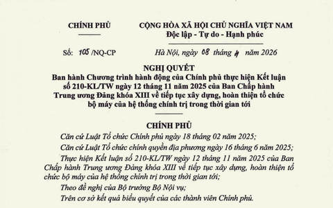 Nghị quyết 105/NQ-CP của Chính phủ về tiếp tục xây dựng, hoàn thiện tổ chức bộ máy
